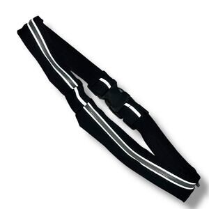 GO Belt Womens Reflective Belt with Zipper Pockets Athletic Buckle Closure Black